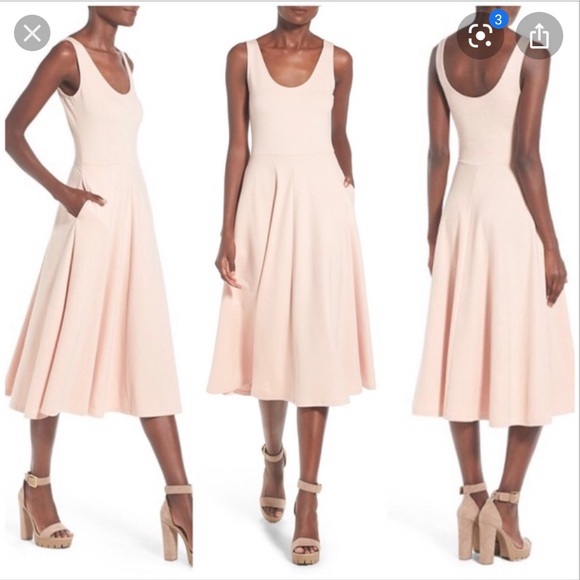 pink midi skater dress